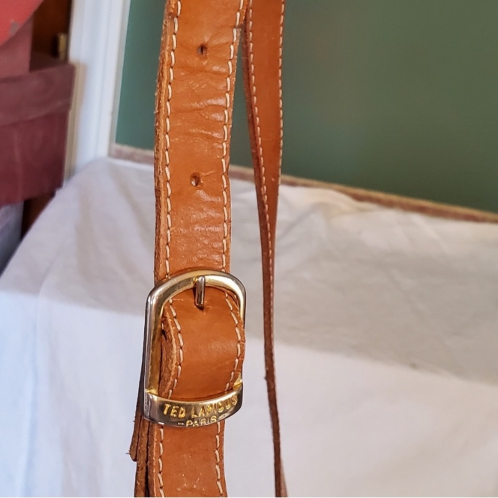 Vintage 1980s Ted Lapidus Crossbody (Medium). Vintage. Black & Tan PVC & Leather - Picture 7 of 9